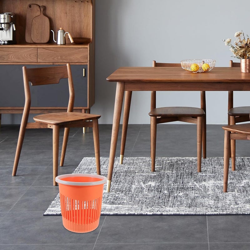 Household Plastic Trash Bin Wastebasket, Small Orange Round Kitchen Bathroom Rubbish Can Without Lid, Compact Lightweight Home Garbage Container for Office and Living Room - Image 5