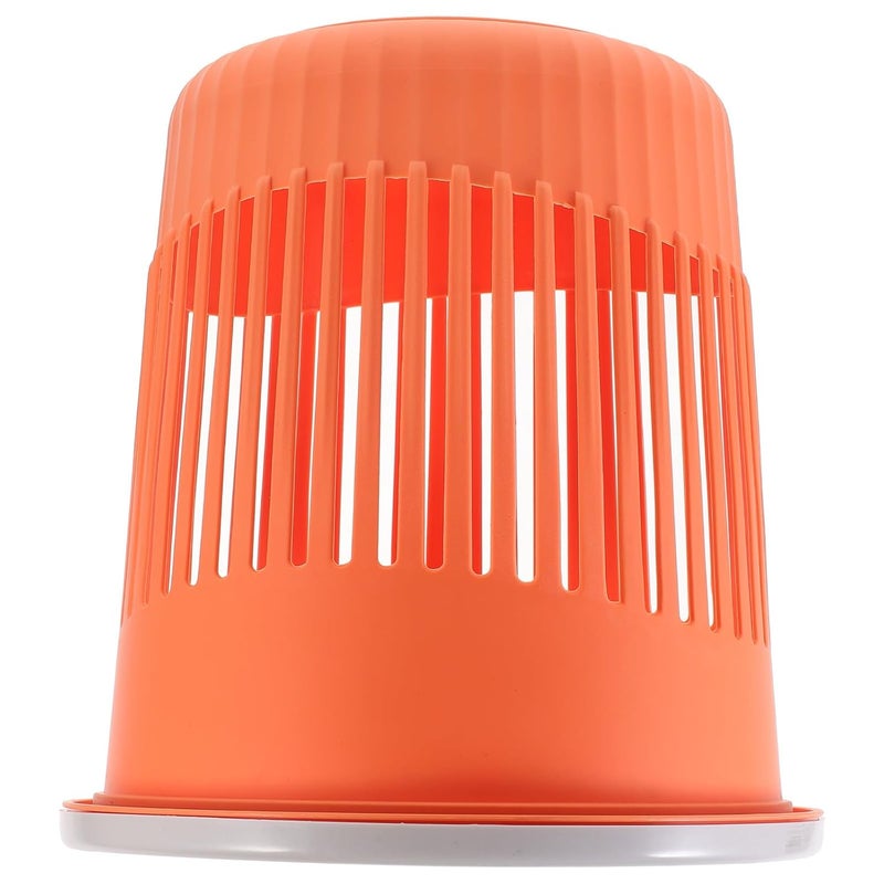 Household Plastic Trash Bin Wastebasket, Small Orange Round Kitchen Bathroom Rubbish Can Without Lid, Compact Lightweight Home Garbage Container for Office and Living Room - Image 1