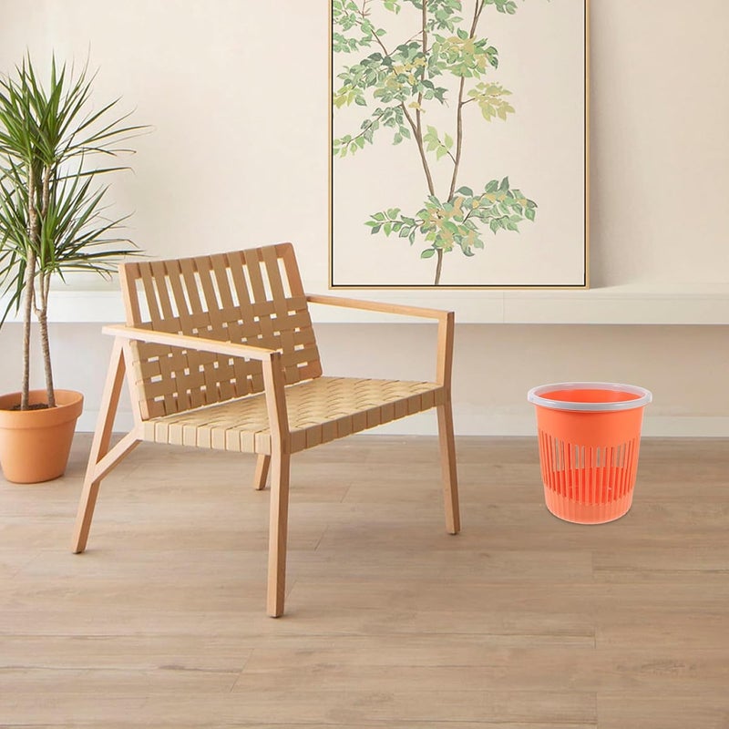 Household Plastic Trash Bin Wastebasket, Small Orange Round Kitchen Bathroom Rubbish Can Without Lid, Compact Lightweight Home Garbage Container for Office and Living Room - Image 4