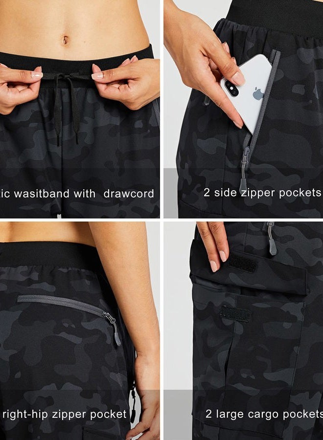 Libin Women's Cargo Joggers Lightweight Quick Dry Hiking Pants Athletic Workout Lounge Casual Outdoor, 01-pants-camo Black, L - Image 5