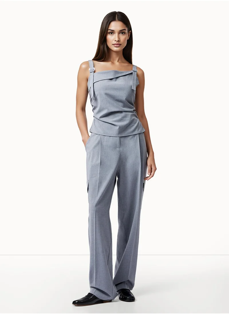 فرنش كونكشن Regular Viscose Blend Asymmetric Neck Shirt