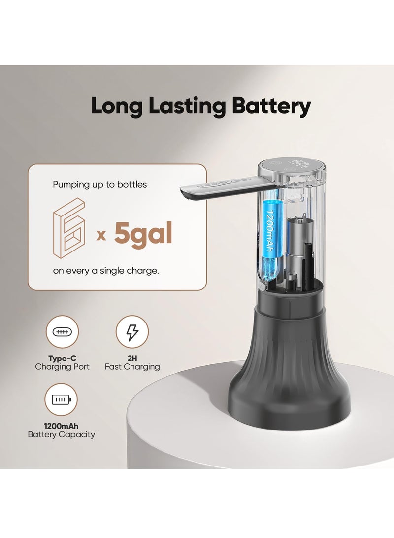 Barakah موزع مياه قابل للطي مع مضخة مياه شرب أوتوماتيكية، قابل للفصل، لزجاجة سعة 5 جالون، تصميم سطح المكتب بجانب السرير، موزع جالون محمول للمنزل، المكتب، التخييم، أسود - Image 5