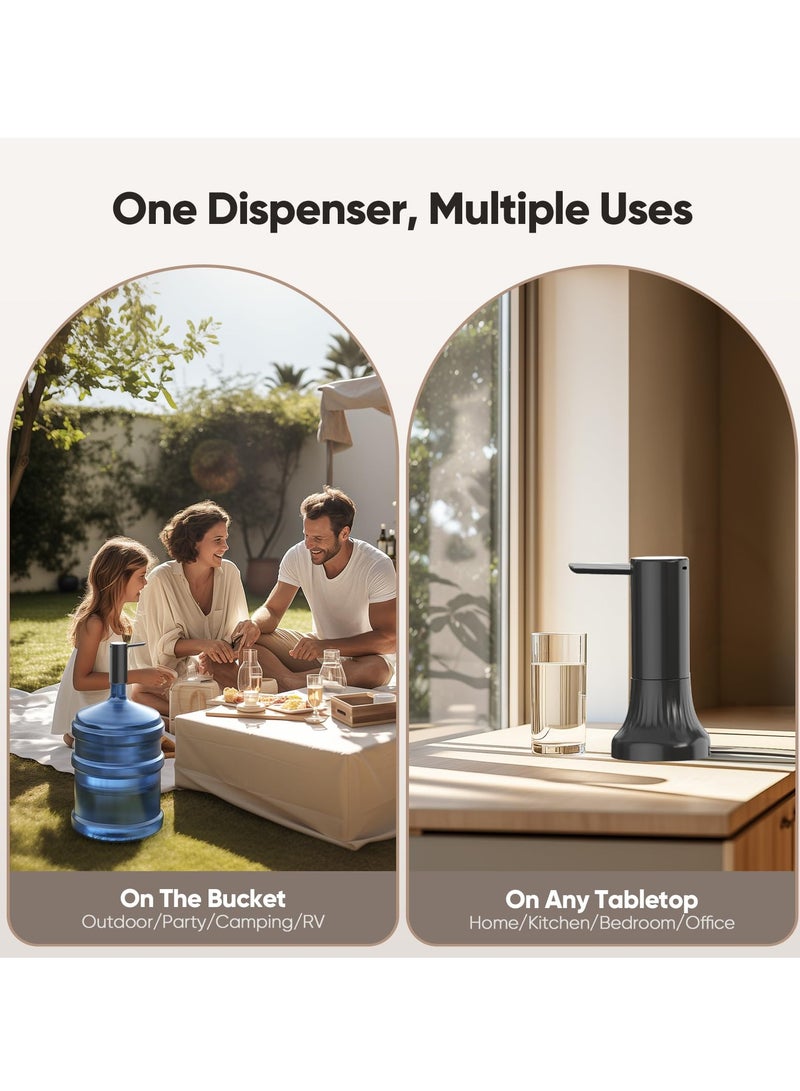 Barakah موزع مياه قابل للطي مع مضخة مياه شرب أوتوماتيكية، قابل للفصل، لزجاجة سعة 5 جالون، تصميم سطح المكتب بجانب السرير، موزع جالون محمول للمنزل، المكتب، التخييم، أسود - Image 4