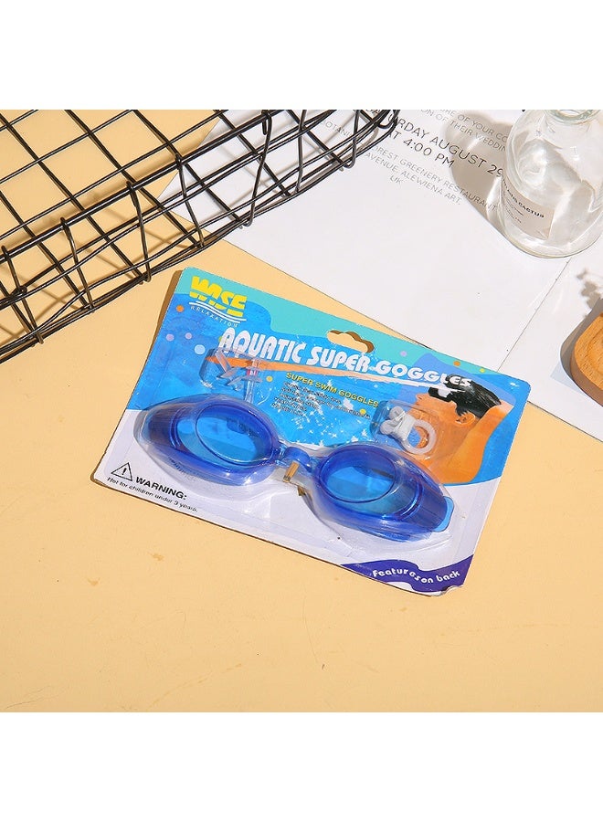 LANGMANNI Transparent swimming goggles diving waterproof adult children's swimming goggles nose clip earplugs adjustable tightness