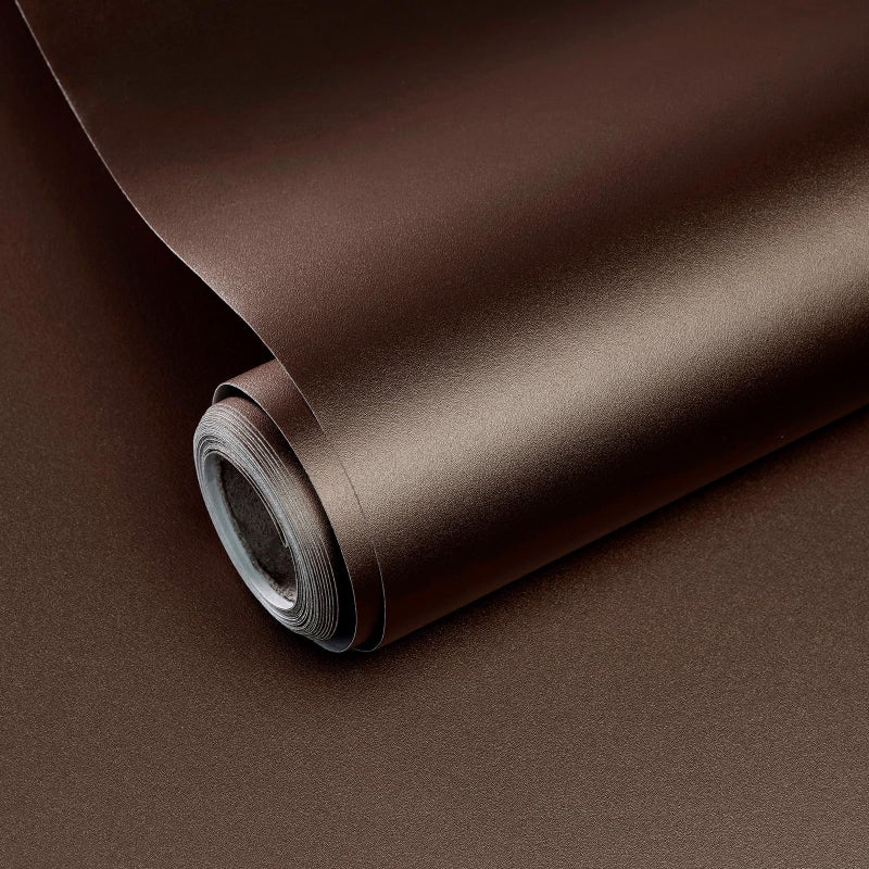 Yun-aeon Yunaeon Thick Metallic Dark Brown Peel and Stick Wallpaper 157x 472 Matte Fridge Contact Paper for Countertops Vinyl Self Adhesive Removable Modern Wall Paper for Kitchen - Image 2