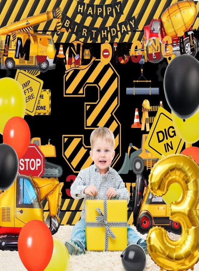 REZIPO Construction Boys 3 Year Old Boy Birthday Decorations 3rd And Digging It Tractor Truck Birthday Party Supplies with Arch Kit Garland Balloons Signs Third Backdrop Banners (Construction) - Image 4