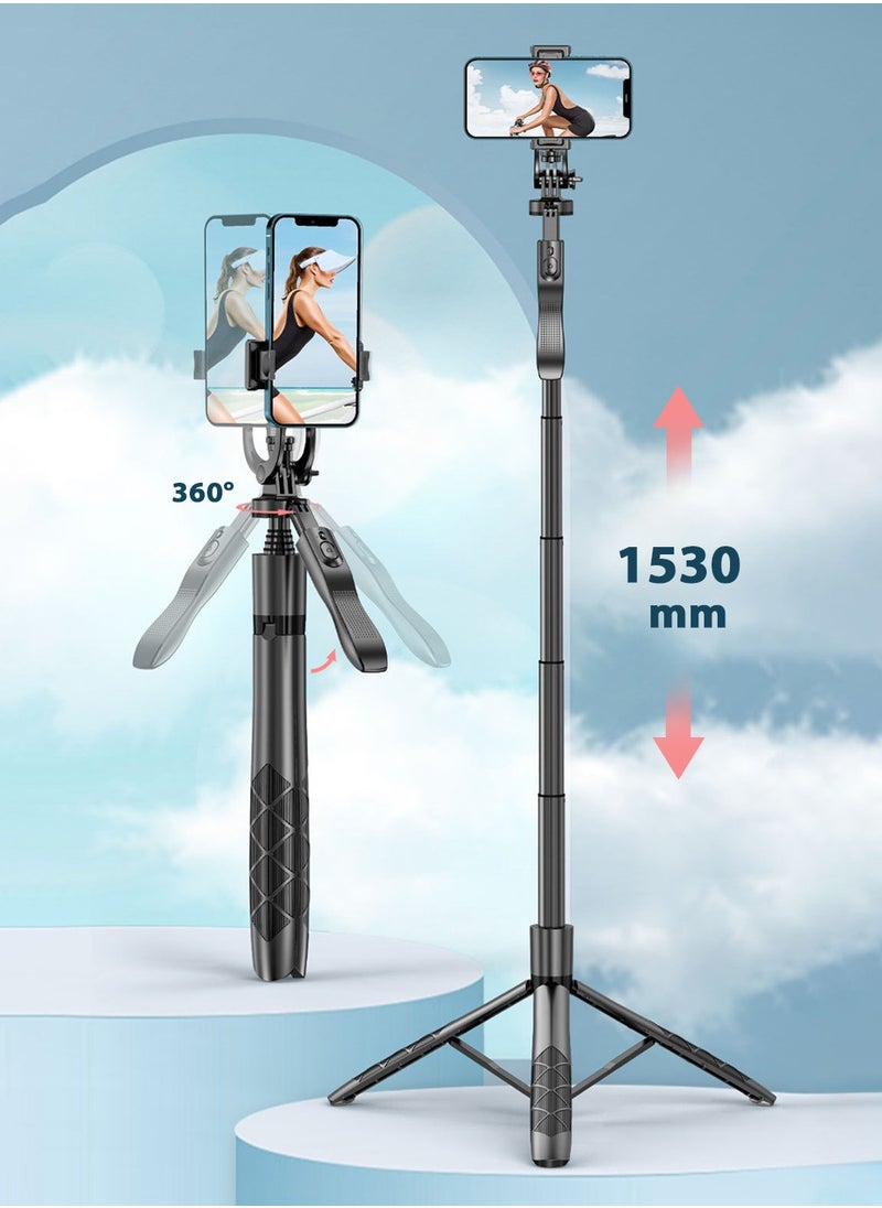 LEOKOR Selfie Stick Tripod,360° Rotation Phone Stabilizer Holder with Wireless Remote,Lightweight and Portable Cell Phone Holder,Compatible with iOS,Android,Perfect for Video Recording,Selfies  - Image 2