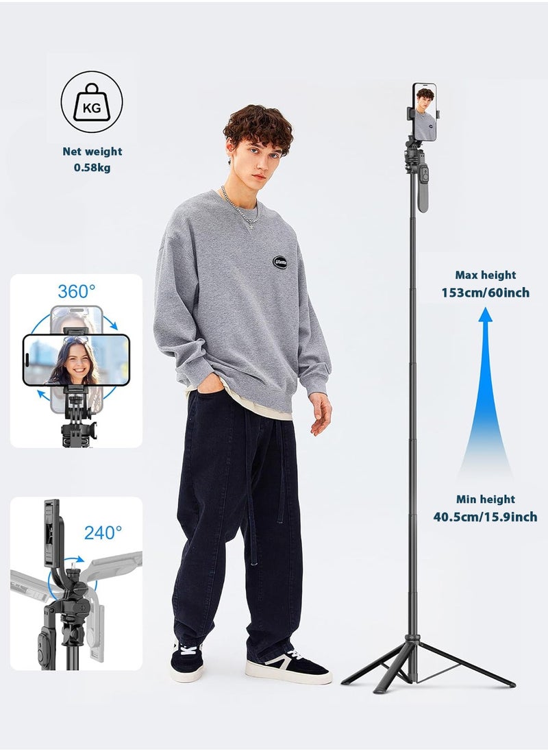 LEOKOR Selfie Stick Tripod,360° Rotation Phone Stabilizer Holder with Wireless Remote,Lightweight and Portable Cell Phone Holder,Compatible with iOS,Android,Perfect for Video Recording,Selfies  - Image 3