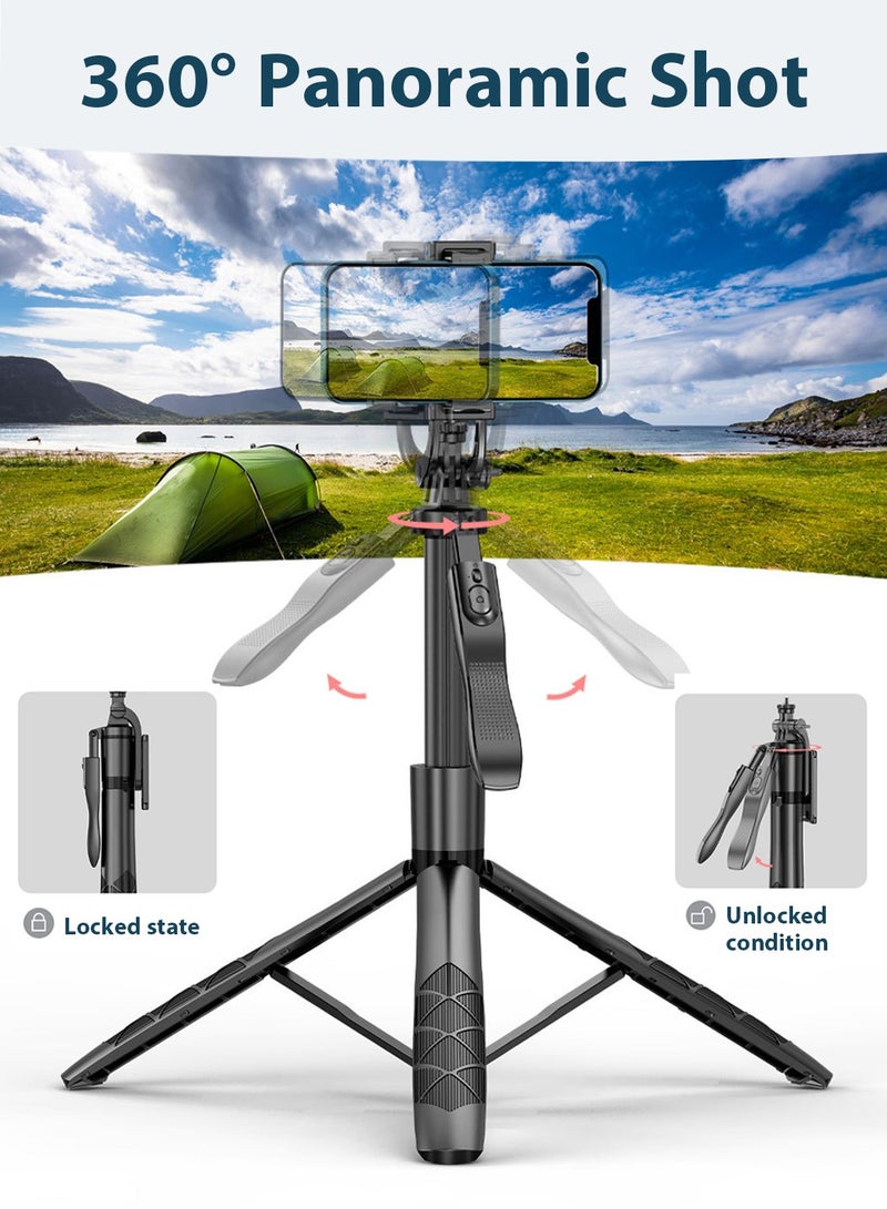 Selfie Stick Tripod,360° Rotation Phone Stabilizer Holder with Wireless Remote,Lightweight and Portable Cell Phone Holder,Compatible with iOS,Android,Perfect for Video Recording,Selfies