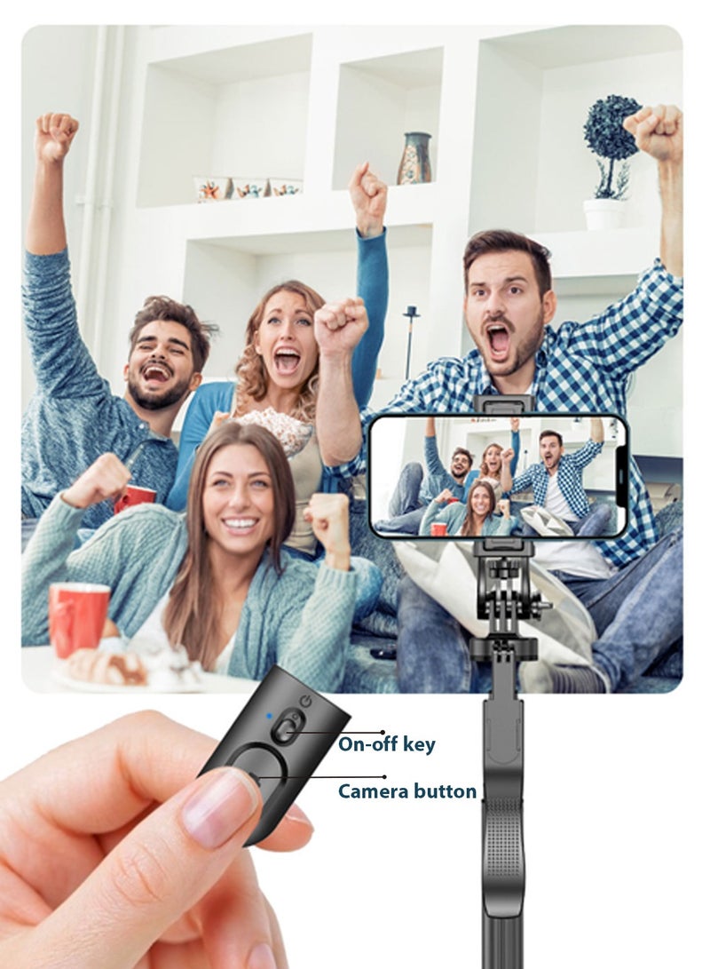 Selfie Stick Tripod,360° Rotation Phone Stabilizer Holder with Wireless Remote,Lightweight and Portable Cell Phone Holder,Compatible with iOS,Android,Perfect for Video Recording,Selfies