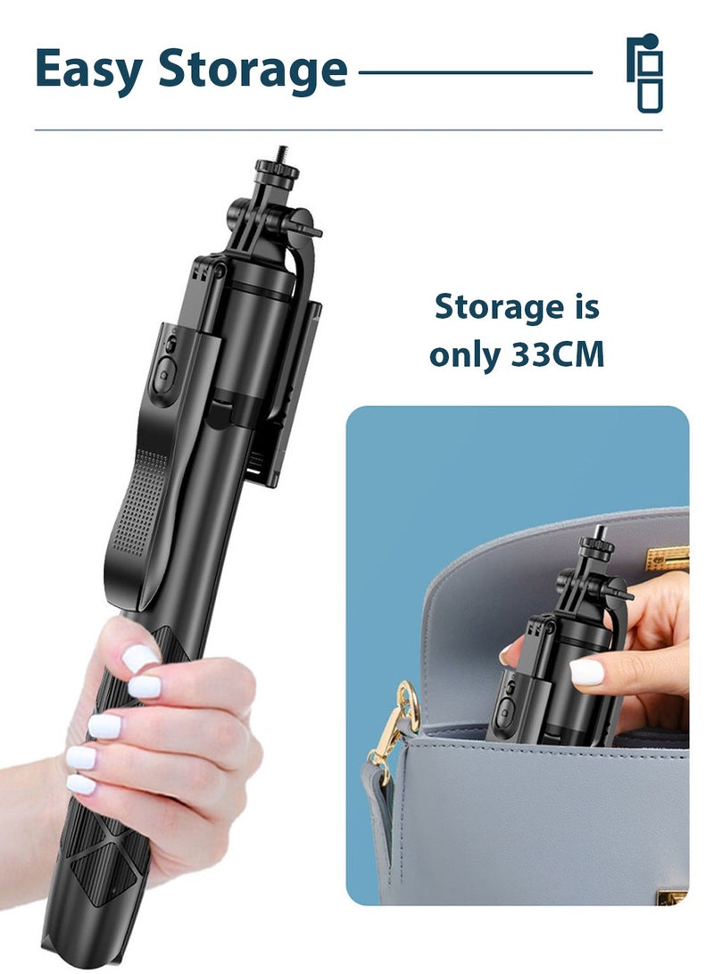 Selfie Stick Tripod,360° Rotation Phone Stabilizer Holder with Wireless Remote,Lightweight and Portable Cell Phone Holder,Compatible with iOS,Android,Perfect for Video Recording,Selfies