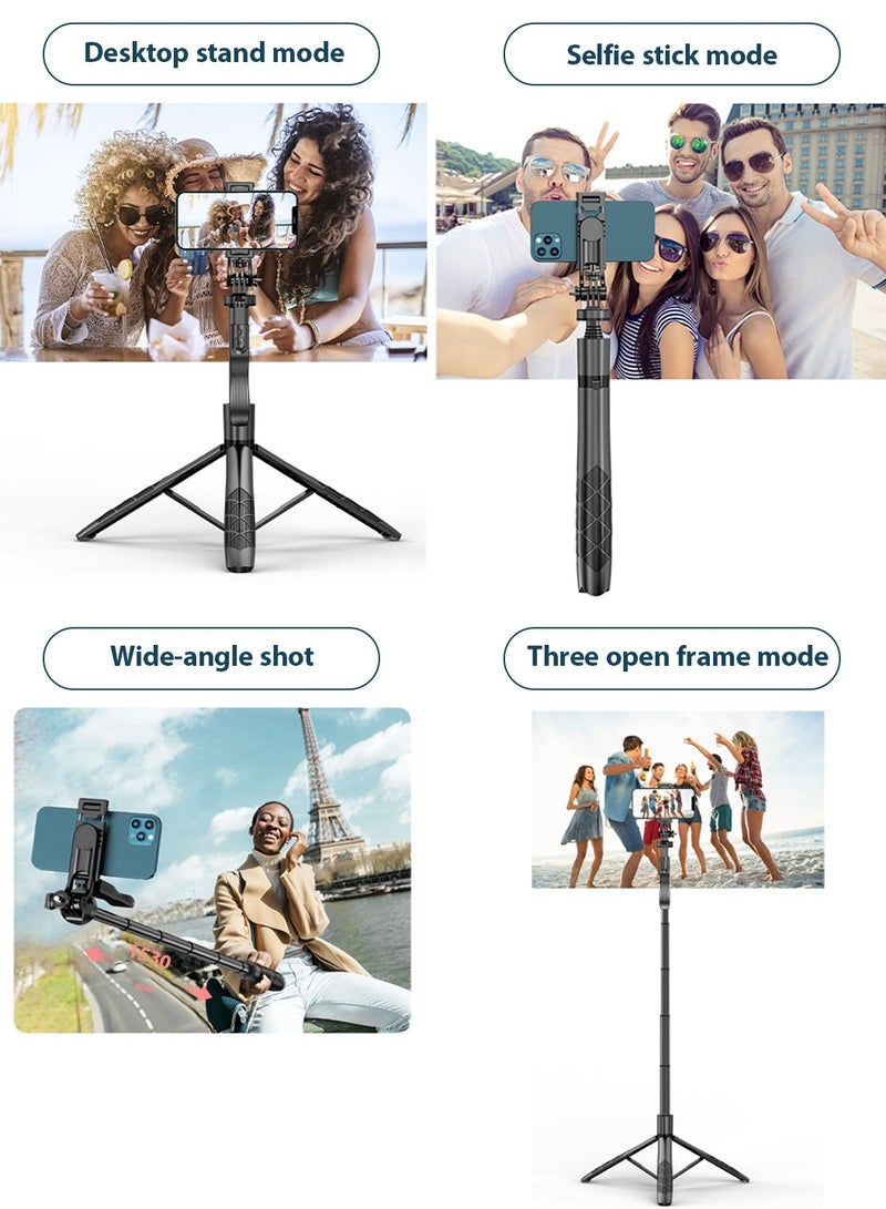 Selfie Stick Tripod,360° Rotation Phone Stabilizer Holder with Wireless Remote,Lightweight and Portable Cell Phone Holder,Compatible with iOS,Android,Perfect for Video Recording,Selfies
