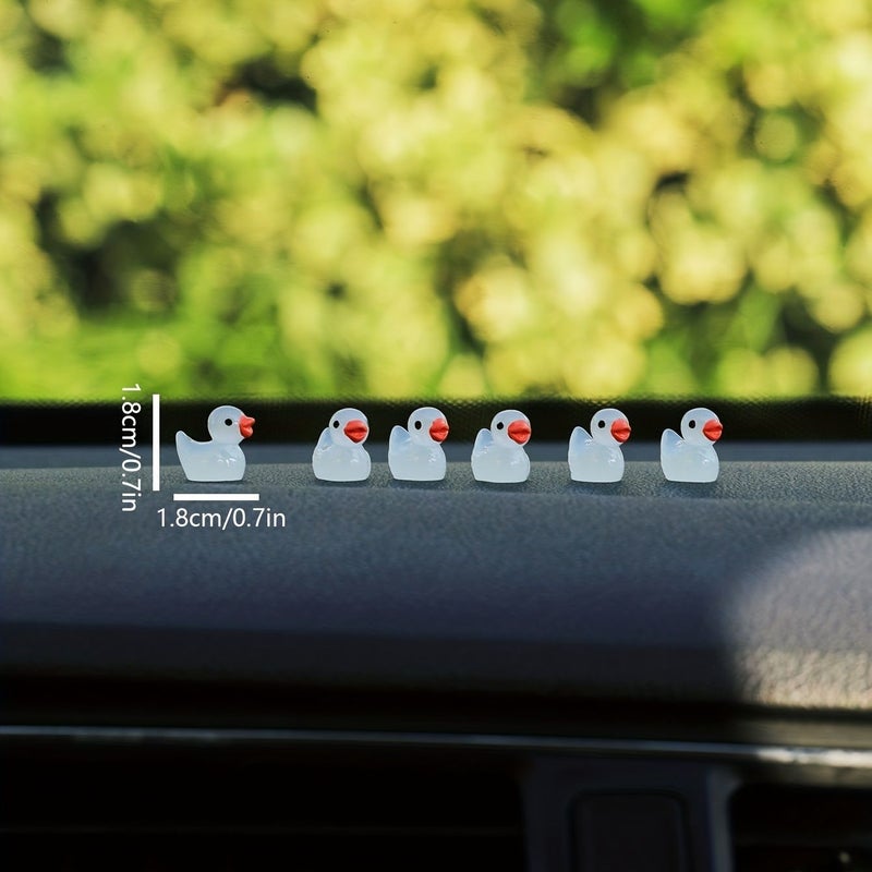 Glow In The Dark 6Pcs Little Ducks Solid Color Fluorescent Car Interior Decor - Image 2