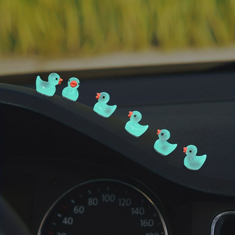 Glow In The Dark 6Pcs Little Ducks Solid Color Fluorescent Car Interior Decor - Image 1