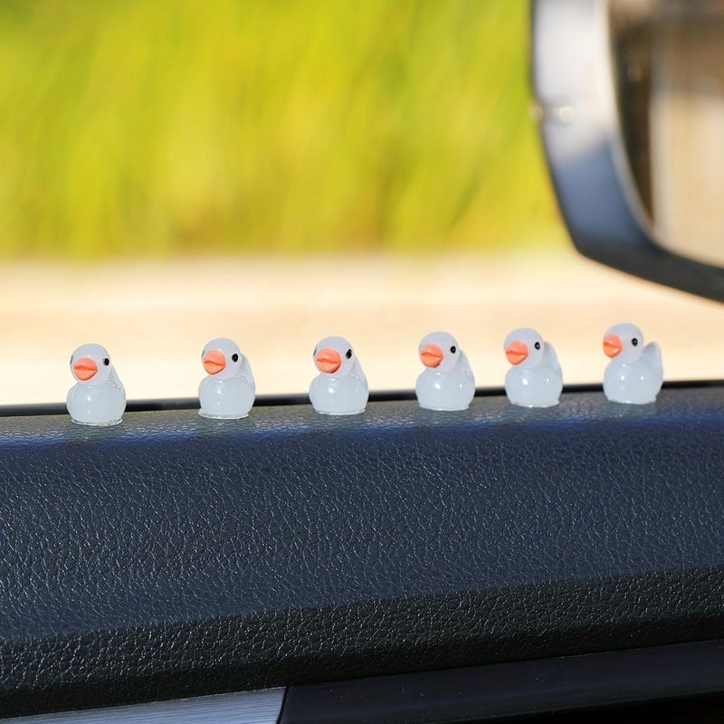 Glow In The Dark 6Pcs Little Ducks Solid Color Fluorescent Car Interior Decor - Image 3