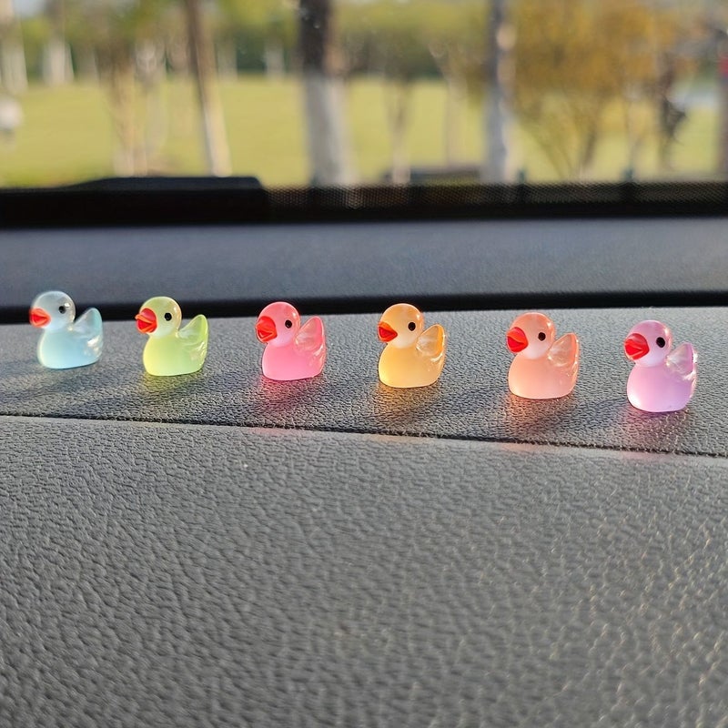 Glow In The Dark 6Pcs Little Ducks Solid Color Fluorescent Car Interior Decor - Image 5