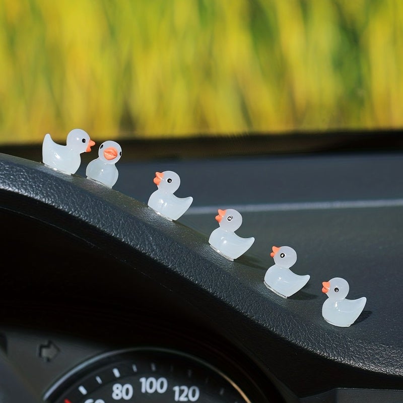 Glow In The Dark 6Pcs Little Ducks Solid Color Fluorescent Car Interior Decor - Image 4