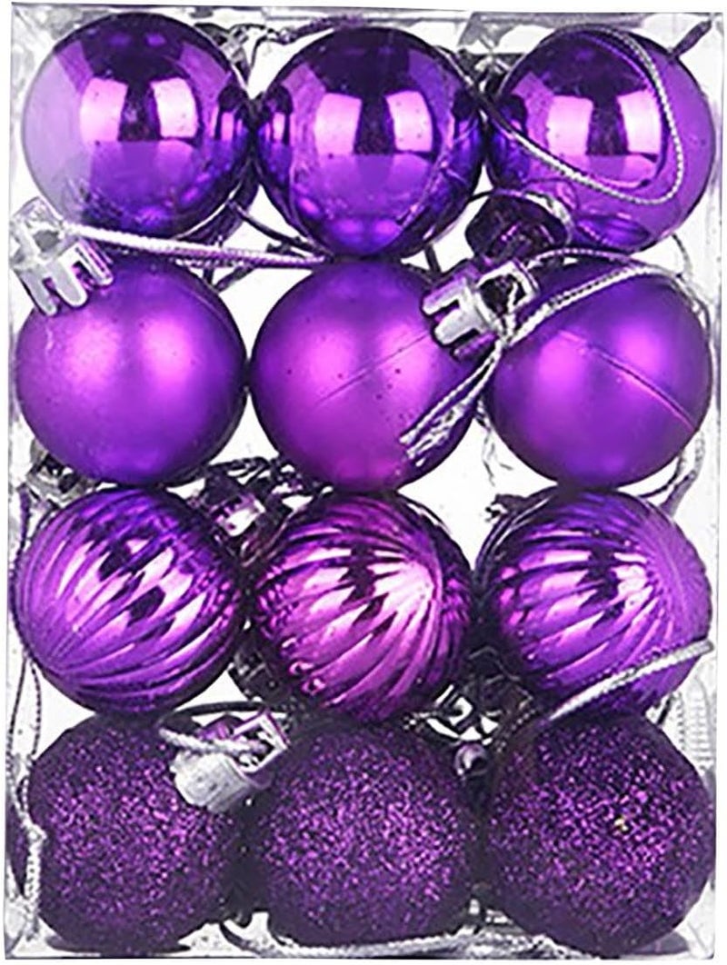 كلاراكو 24 قطعة من كرات زينة عيد الميلاد لشجرة عيد الميلاد، زينة أرجوانية لشجرة عيد الميلاد، زينة شجرة عيد الميلاد المقاومة للكسر، كرة معلقة كبيرة لتزيين حفل زفاف العطلة - Image 4