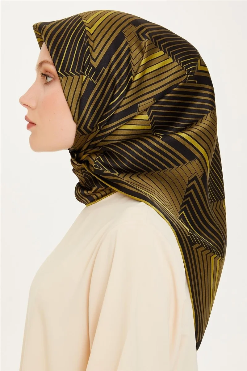 ARMINE Geometric Patterned Sura Pure Silk Scarf 9218D 04