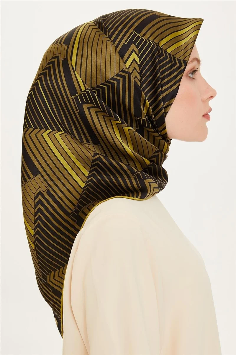 ARMINE Geometric Patterned Sura Pure Silk Scarf 9218D 04
