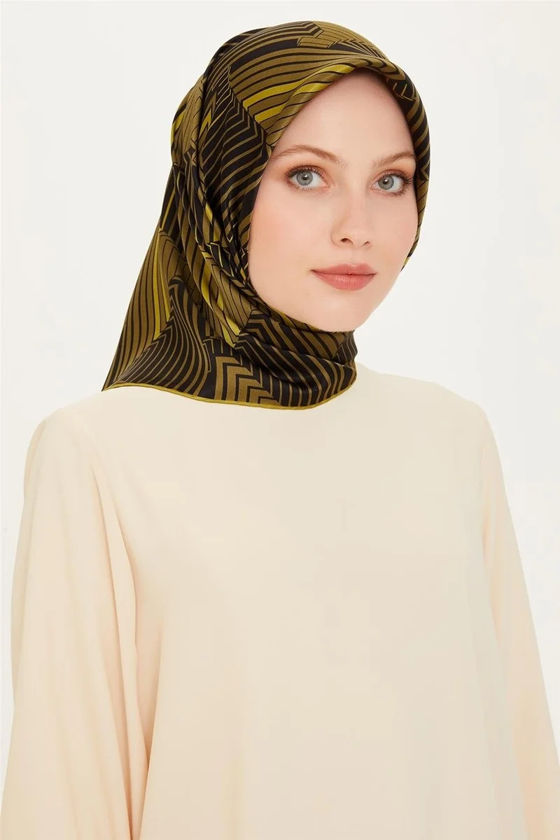 ARMINE Geometric Patterned Sura Pure Silk Scarf 9218D 04