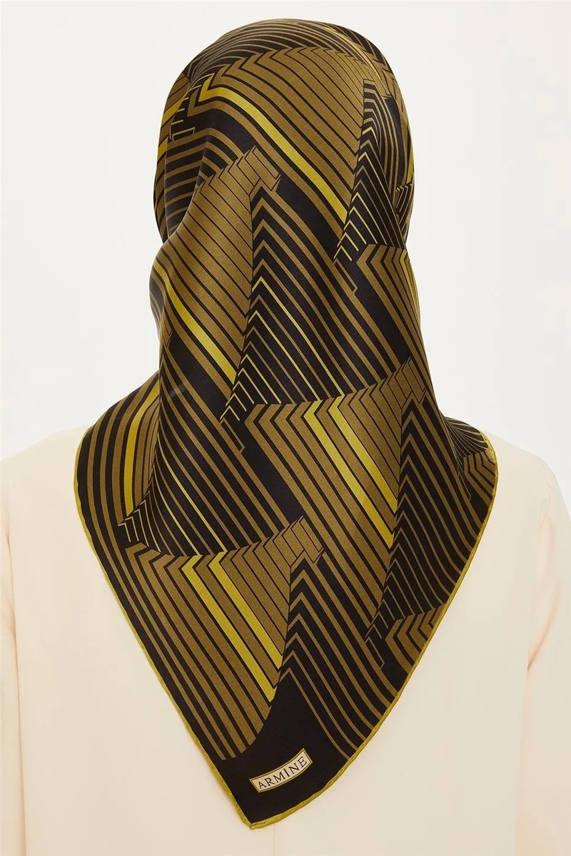 ARMINE Geometric Patterned Sura Pure Silk Scarf 9218D 04