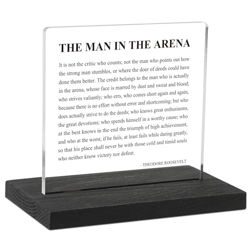 CINRLLA Inspirational Office Decor Sign for Cubicle Decor or Desk Decorations, the Man in the Arena Office Desk Décor for Home Office, Motivational Office Gifts for Men Coworker Employee Friend, DSF80 - Image 1