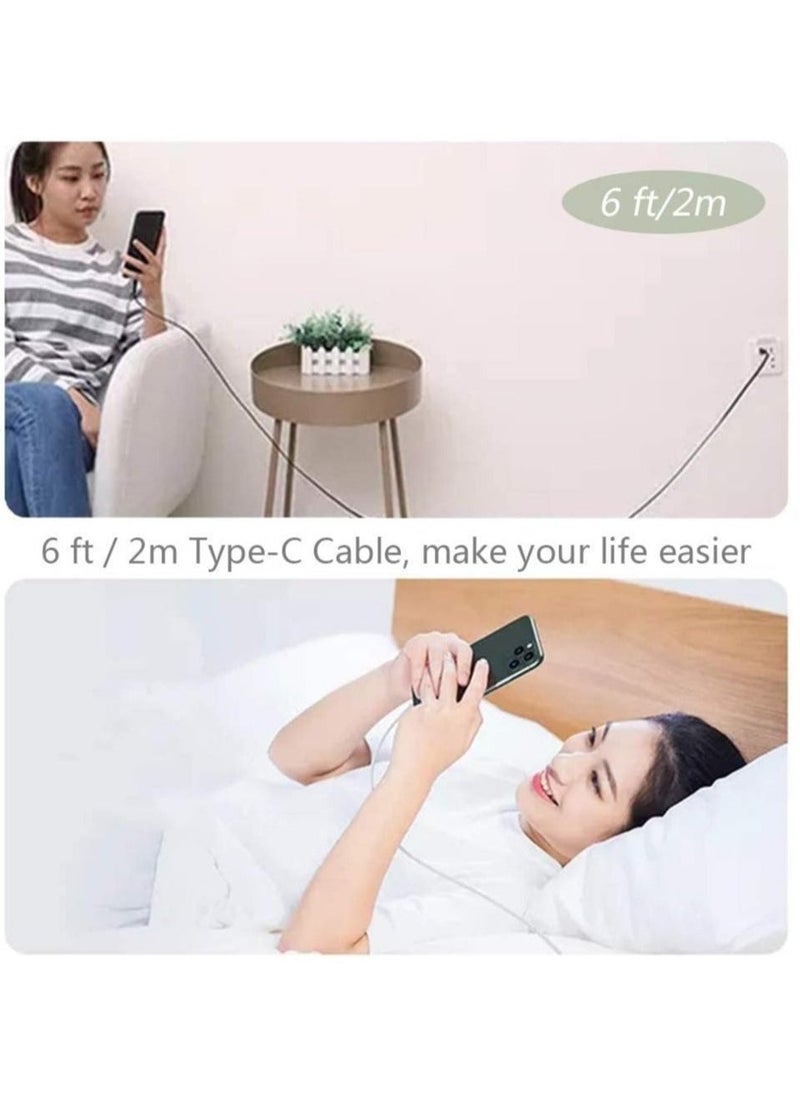 ELTRAZONE USB Type-C Cable 2pack 6ft Fast Charging 5A Quick Charger Cord, Type C to A Cable 6 Foot Compatible Samsung Galaxy S10 S9 S8 Plus, Braided Fast Charging Cable for Note 10 9 8, LG V50 V40 G8 G7(White)