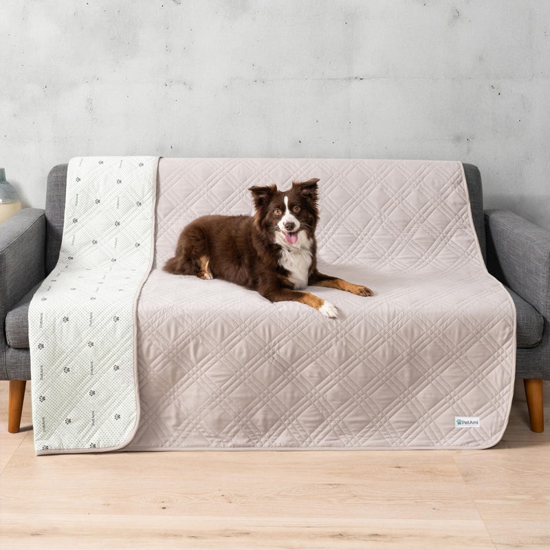 PetAmi Waterproof Couch Cover for Dogs Reversible Furniture Cover Sofa Protector for Pet Cat Bed Washable Blanket Dog Cover for Couch Seat 52x82 Beige