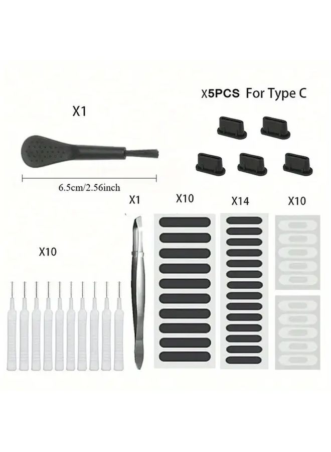 51 Pcs Type C Port Cleaning Kit Mobile Phone Speaker Charging Port Dust Plug Cleaner Brush - Image 2