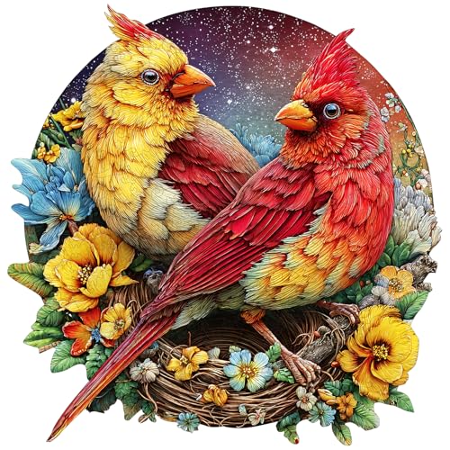 MEATRN Winter Cardinals Puzzles for Adults Fun Educational Wooden Puzzle Christmas Decorative Gift Relaxing Wood Puzzle Game for Family Friends 508 Pcs 165x167 in - Image 1