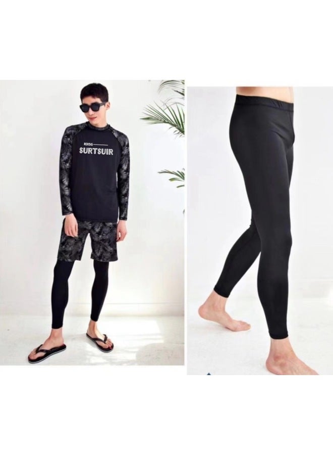 Loquat Couple's Diving Suit Swimsuit Long Sleeve Trousers Conservative Sun Protection Surfing Snorkeling Beach Competitive Swimsuit-Color:2372# Men's Top Shorts Trousers- - Image 1