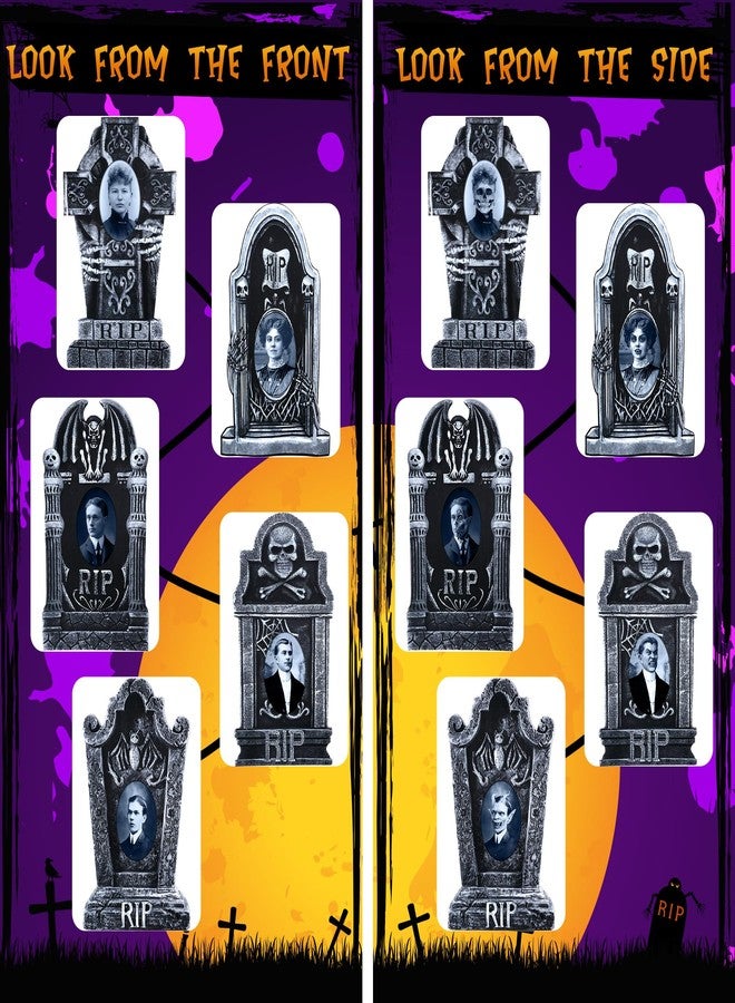 ElectricWise 21.65 Inch 3D Changing Face Black Hands Halloween Yard Signs, 5 Set Lighted Tombstones Decorations Outdoor with 13 Colors for Grave Lawn Yard Haunted Decor - Image 3