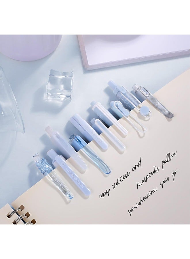 5 Count Pastel Gel Ink Pen Set,Cute Note Taking 0.5mm Fine Point Retractable 5 Count Black Ink Pens for Writing, Journaling, School, Office (Light Blue) - Image 3