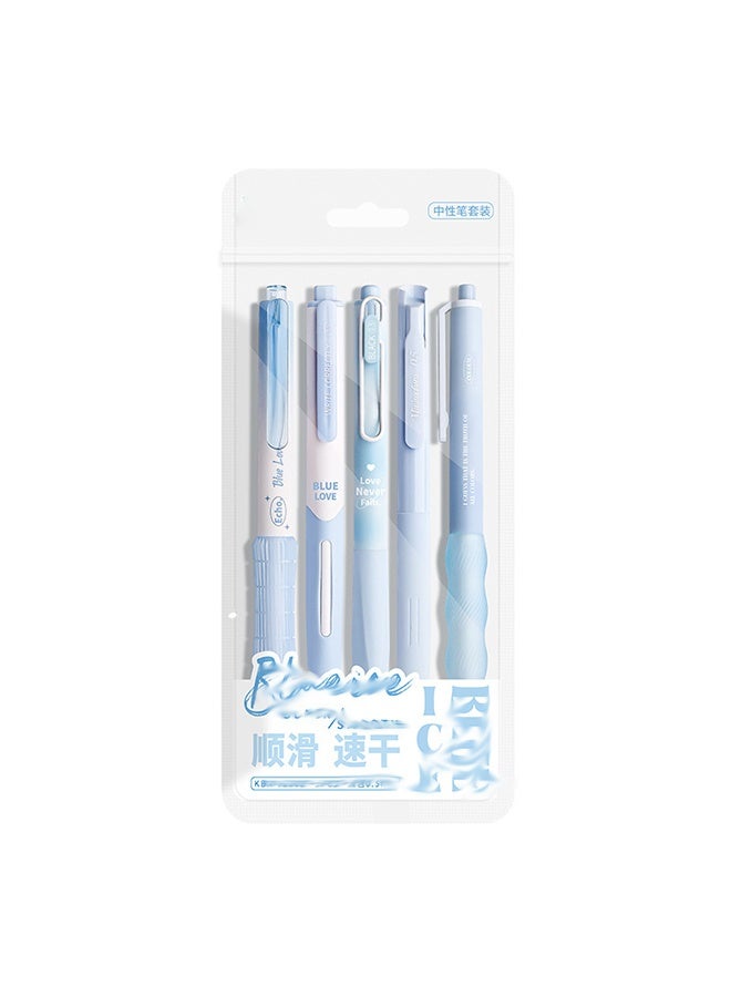 5 Count Pastel Gel Ink Pen Set,Cute Note Taking 0.5mm Fine Point Retractable 5 Count Black Ink Pens for Writing, Journaling, School, Office (Light Blue) - Image 5