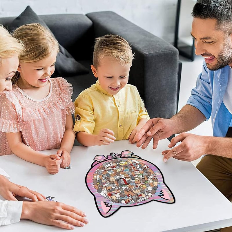 لغز خشبي واقعي للقطط 135 قطعة لعبة تحدي للكبار والأطفال ديكور منزلي الحجم أ - Image 4