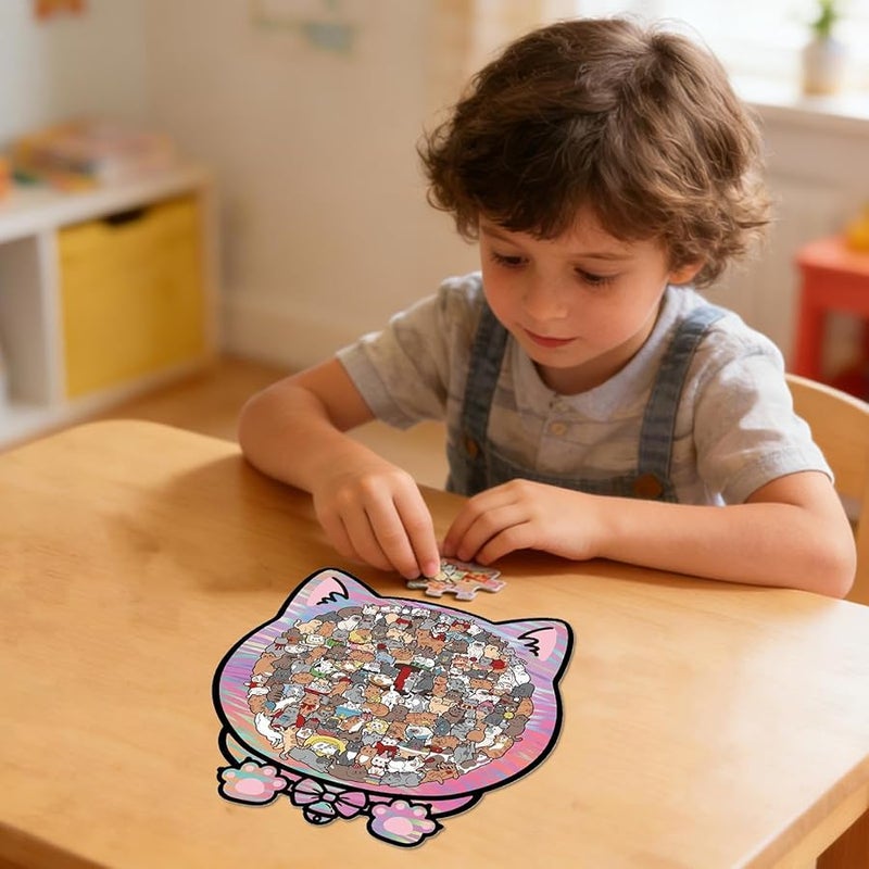 لغز خشبي واقعي للقطط 135 قطعة لعبة تحدي للكبار والأطفال ديكور منزلي الحجم أ - Image 5