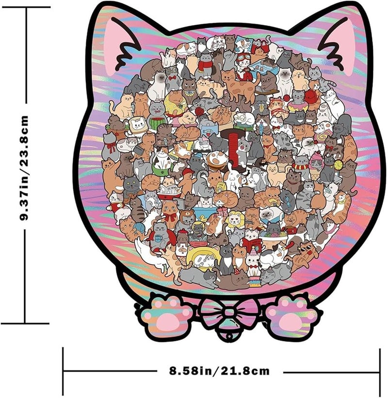 لغز خشبي واقعي للقطط 135 قطعة لعبة تحدي للكبار والأطفال ديكور منزلي الحجم أ - Image 3