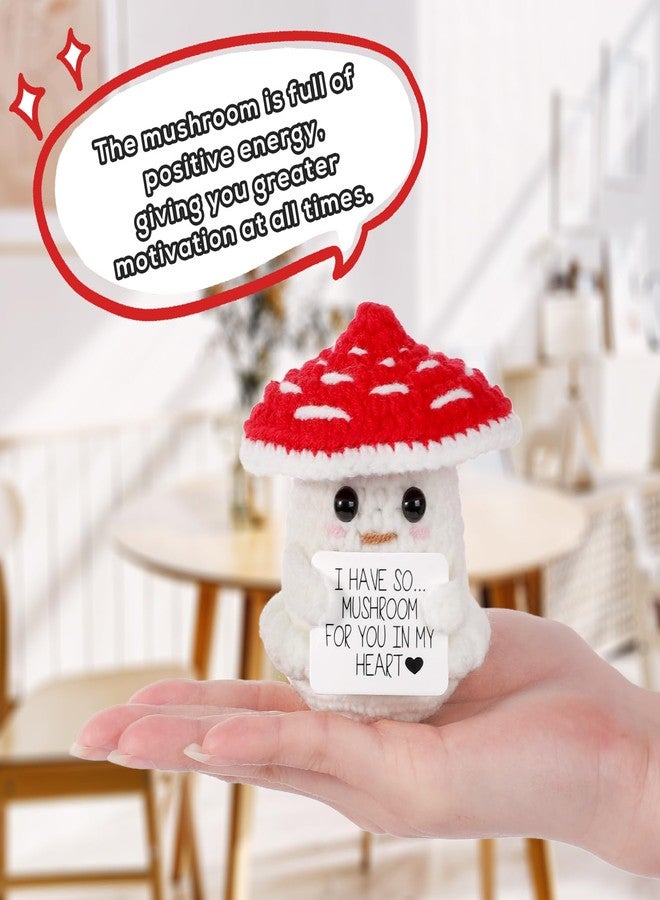 lasuroa Funny Positive Mushroom, 3.35 Inch Cute Crochet Mushroom Creative Knitted Mushroom Doll with Inspirational Card Positive Life Potato Lucky Gift for Plush Birthday Party Decoration - Image 5