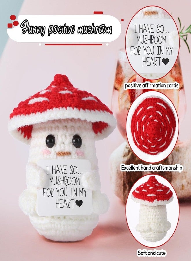 lasuroa Funny Positive Mushroom, 3.35 Inch Cute Crochet Mushroom Creative Knitted Mushroom Doll with Inspirational Card Positive Life Potato Lucky Gift for Plush Birthday Party Decoration - Image 3