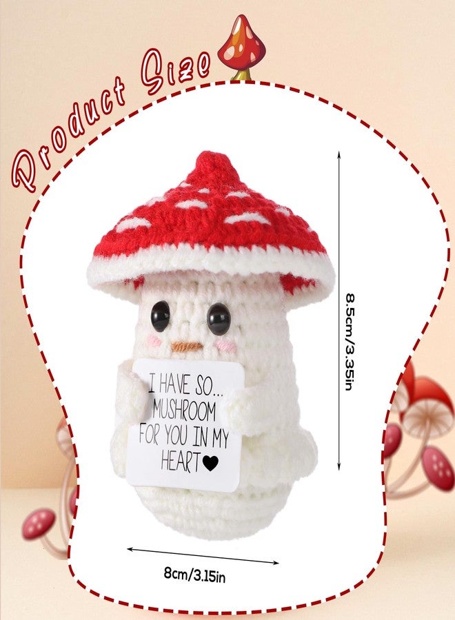 lasuroa Funny Positive Mushroom, 3.35 Inch Cute Crochet Mushroom Creative Knitted Mushroom Doll with Inspirational Card Positive Life Potato Lucky Gift for Plush Birthday Party Decoration - Image 2