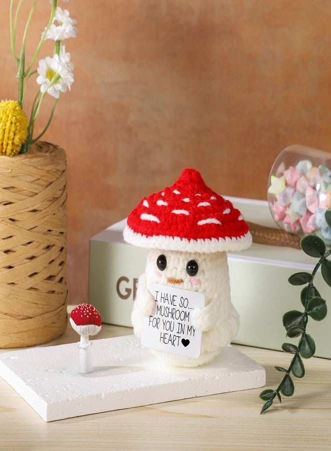 lasuroa Funny Positive Mushroom, 3.35 Inch Cute Crochet Mushroom Creative Knitted Mushroom Doll with Inspirational Card Positive Life Potato Lucky Gift for Plush Birthday Party Decoration - Image 4