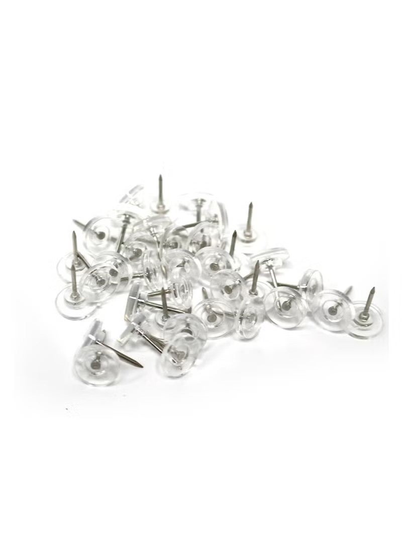 (100 Pieces) Round Clear Push Pins for Cork Board, Transparent Round Shaped Thumb Tacks Plastic Decorative Push Pins for Posters, Office, Photo Maps, School, Classroom Supplies - Image 5
