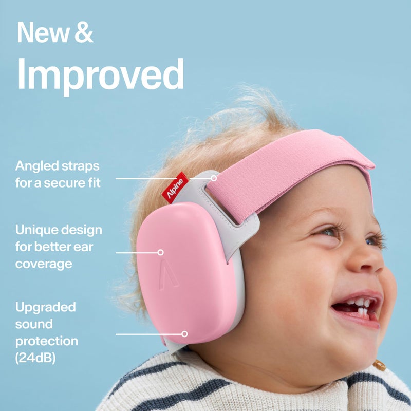 ALPINE HEARING PROTECTION Alpine Muffy Baby Comfort - Protects Hearing for Babies and Toddlers - CE & ANSI Certified - Unique Headband for Safe fit & Comfort - Multi-adjustable for Ages 3-48 Months - 24dB Sound Reduction, Pink - Image 2