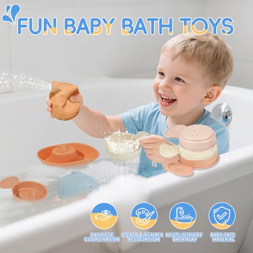 AMCHSURI Baby Bath Toys 16 Pack EasyClean Squeezable Silicone Bath Toys for Babies 612 Months Mold Free Bath Toys Toddlers 24 Bathtub Water Pool Toys - Image 5