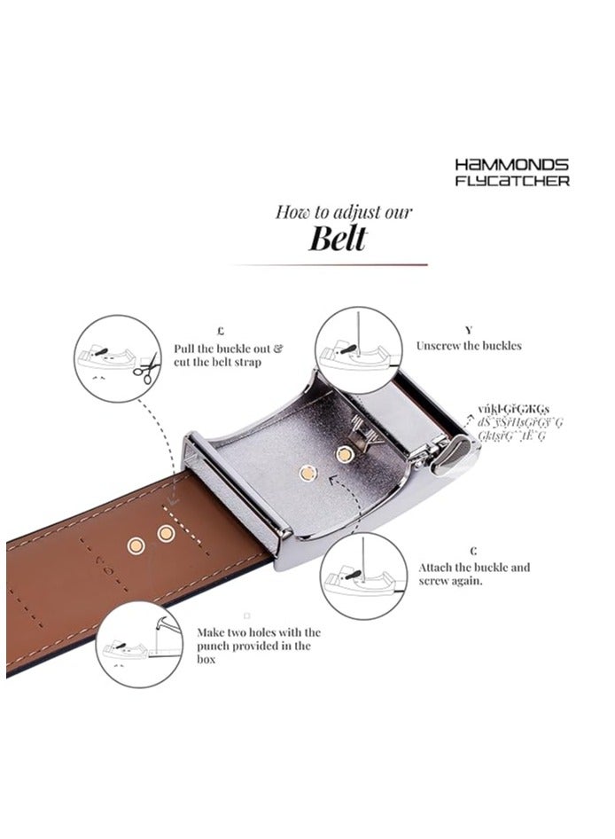  هاموندز فلاي كاتشر أحزمة جلدية للرجال من الجلد الأصلي - حزام جلدي أوتوماتيكي قابل للتعديل بسقاطة للرجال - حزام رجالي من الجلد يحمل علامة تجارية رسمية وغير رسمية - Image 4