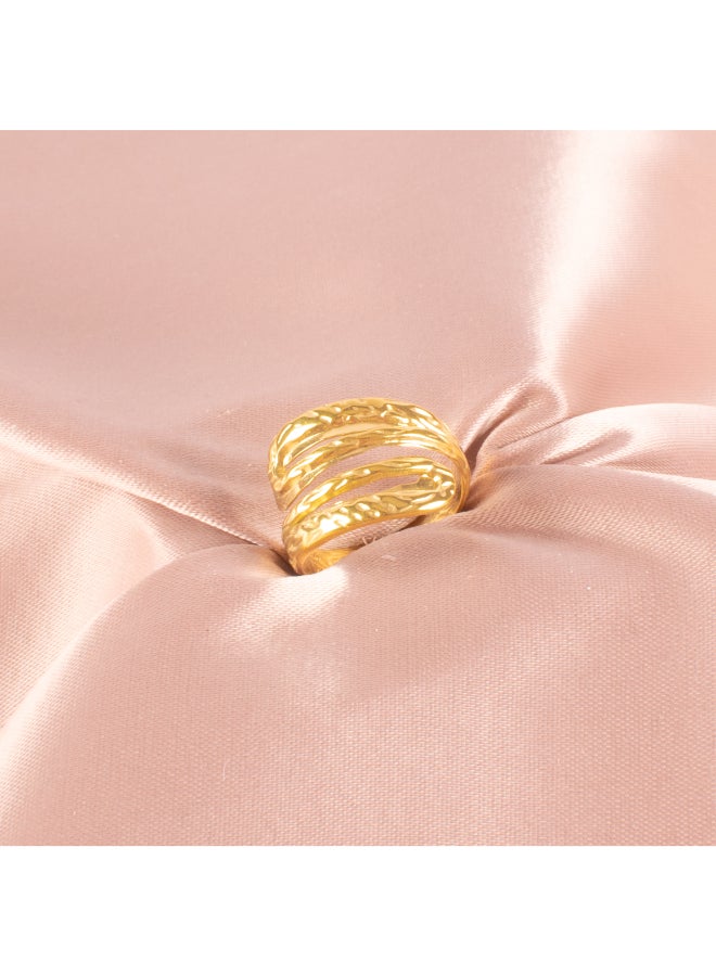 The Black Pearl Accessories Golden Free Size Stainless Steel Ring  - Image 1