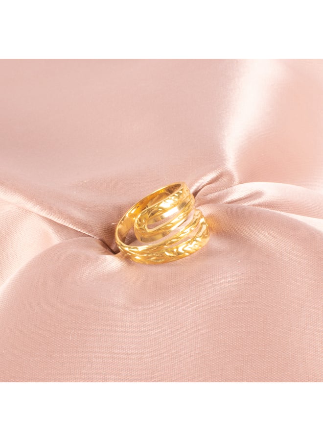 The Black Pearl Accessories Golden Free Size Stainless Steel Ring  - Image 3