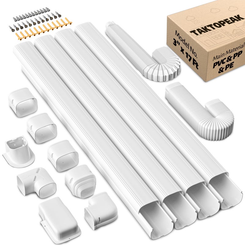 TAKTOPEAK TAKTOPEAK 3 17 Ft Quick Installation PVC Decorative Line Cover Kit for Ductless Mini Split Air Conditioners Central AC and Heat Pump Systems 