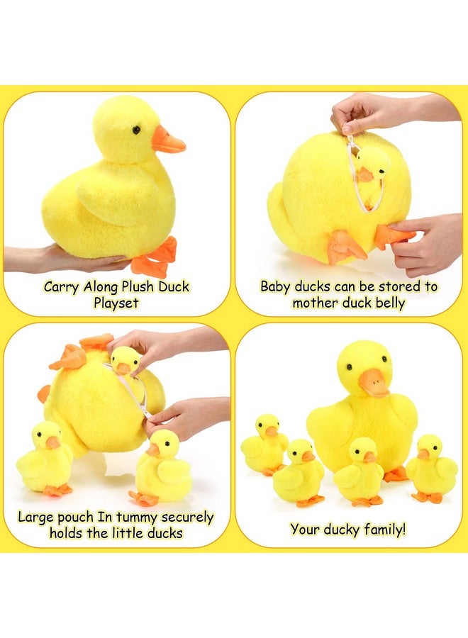 Zomiboo Zomiboo 5 Pcs Easter Duck Plush Set - Mama & 4 Baby Ducklings with Zipper Pouch, Soft Stuffed Animals for Kids, Easter Gifts & Family Toys(Yellow Duck)  - Image 3